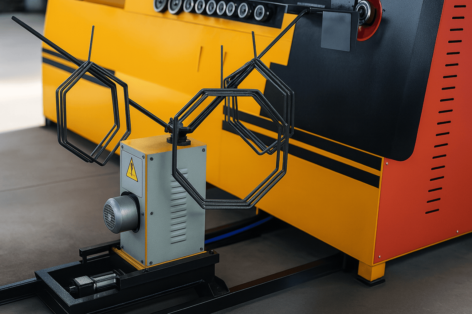 Case study: Material Handling for Rebar Bending – Conveyor and transfer system for rebar lines, integrating sensors and logic for hands-free operation.